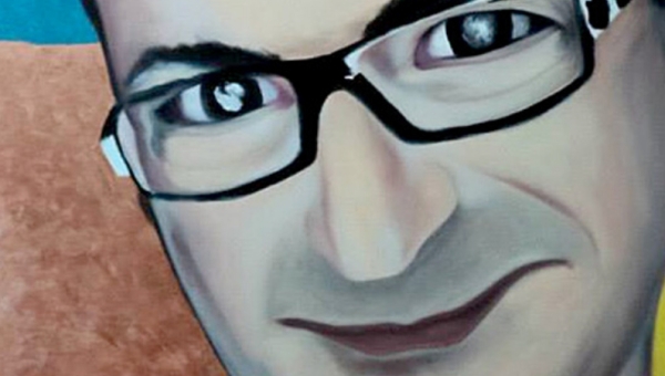 Autorretrato. Pintura em acrílico sobre tela (Detalhe). Acervo do artista.